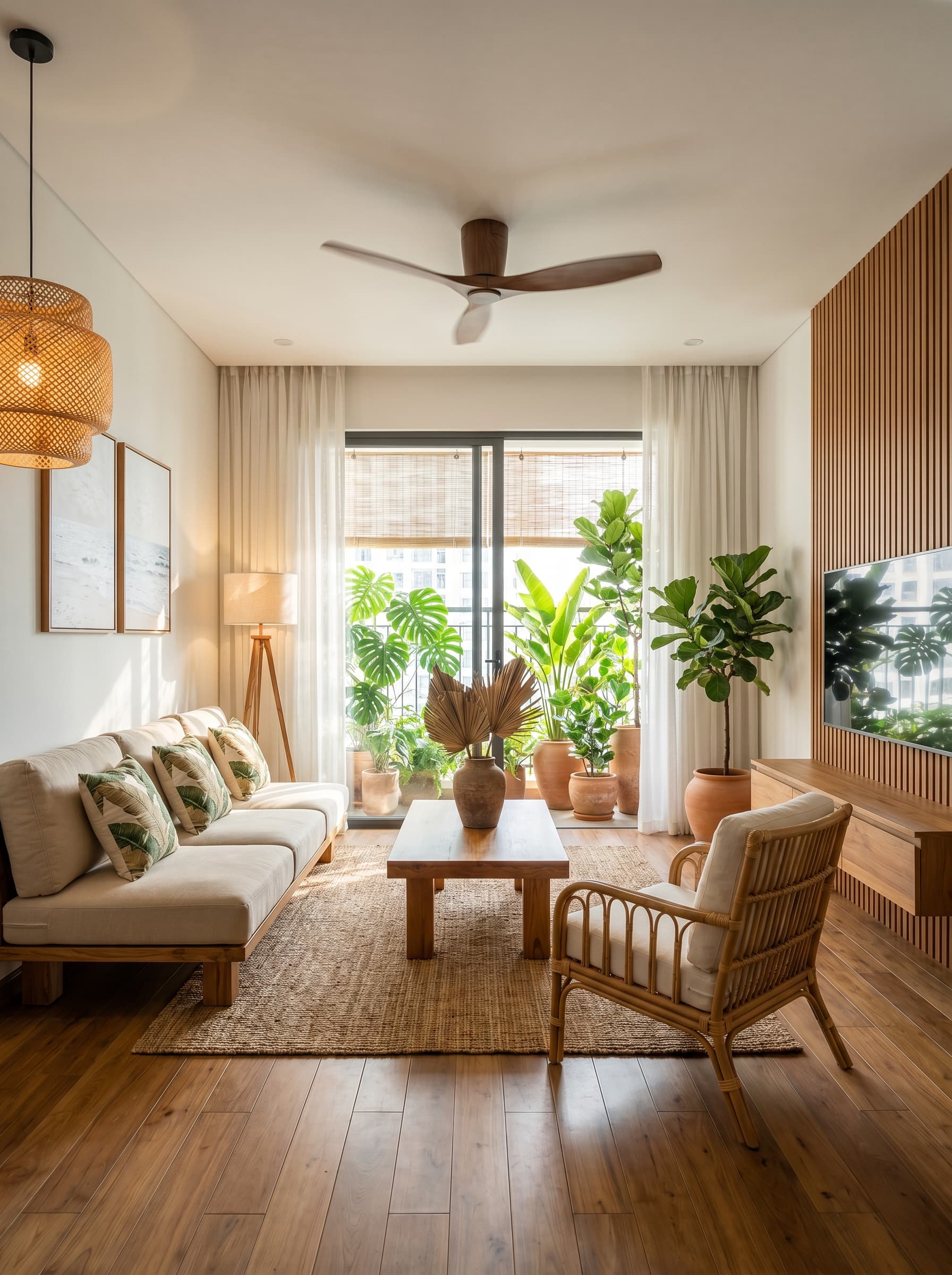 2 PN 70m² — Phòng khách — Tropical Modern